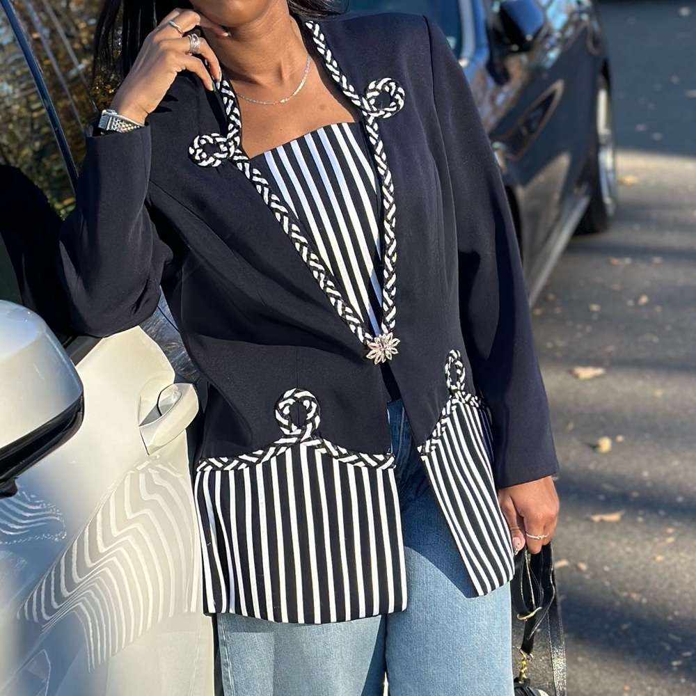 Vintage Proverbs Nautical Embellished Blazer